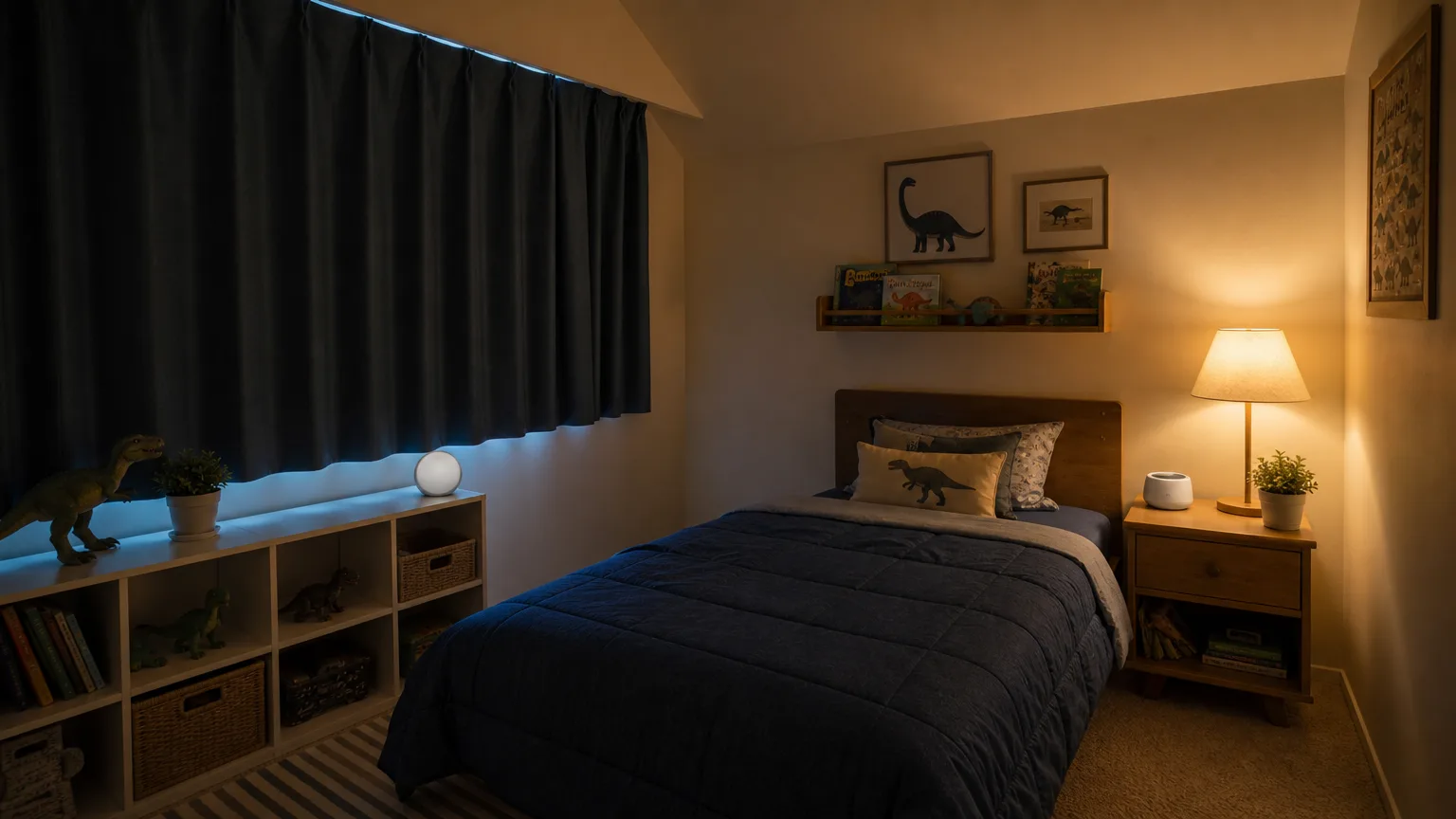 Quarto infantil preparado com ambiente sensorial adequado para criança com TDAH dormir melhor — TDAH e sono
